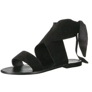 Seychelles Cruisin Sandals Ankle Wrap Flat Black Suede Sz 39 8.5 Made in Italy